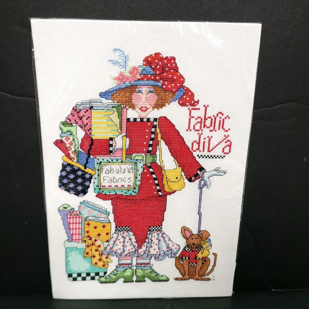 Handmade Cross Stitch Fabric Diva Sewing Quilting Needlework Unframed